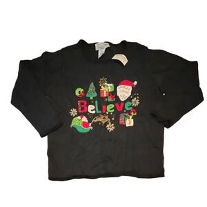 Tiara International Christmas Collection Women's‎ Black Believe Ugly Sweater 1X